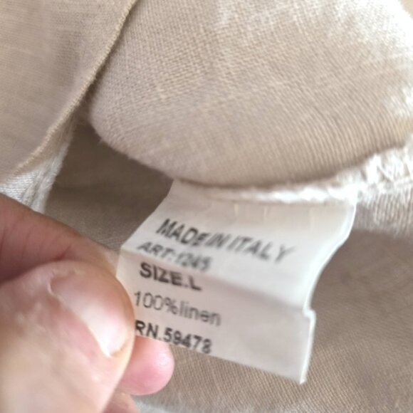 Lungo L' Arno Italian Linen 3/4 Sleeve Tan Top in Size Large - Picture 5 of 5